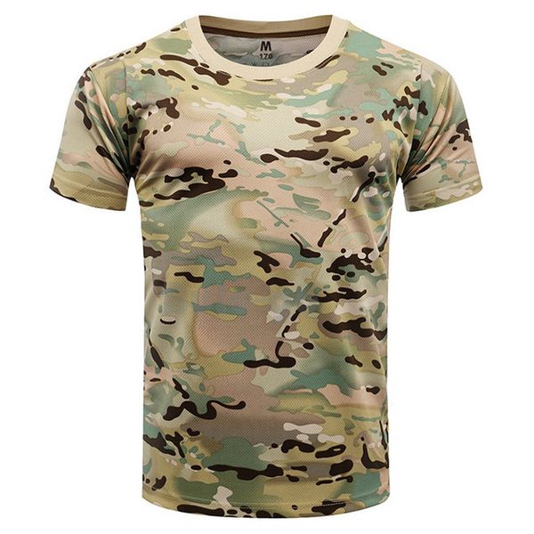 

men tactical quick dry short sleeve camo o neck t shirt summer camouflage t-shirt army combat clothing, Gray;blue