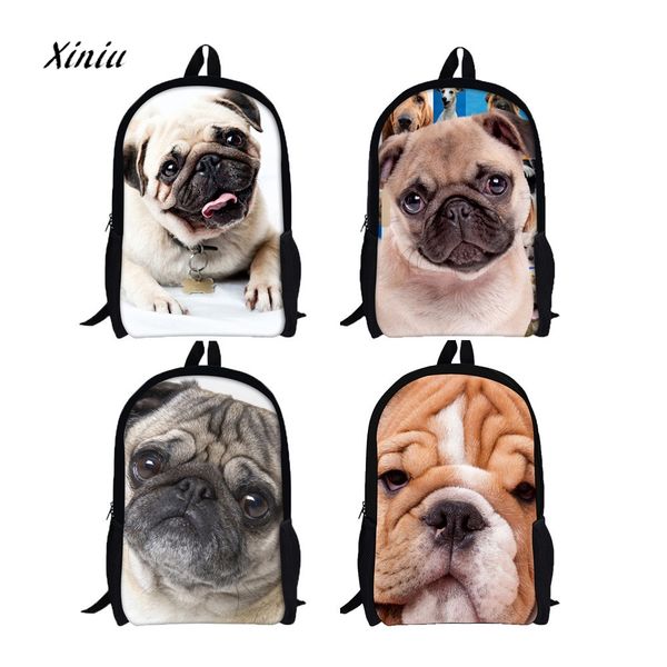 

2018 new design 3d animal print shar pei dog backpack rucksack school college shoulder bags cool pet dog children bag