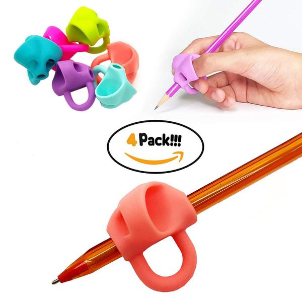 

pencil grip pen writing assistant holder child pencil grip handwritten new non-toxic silicone posture correction fing, Black;red