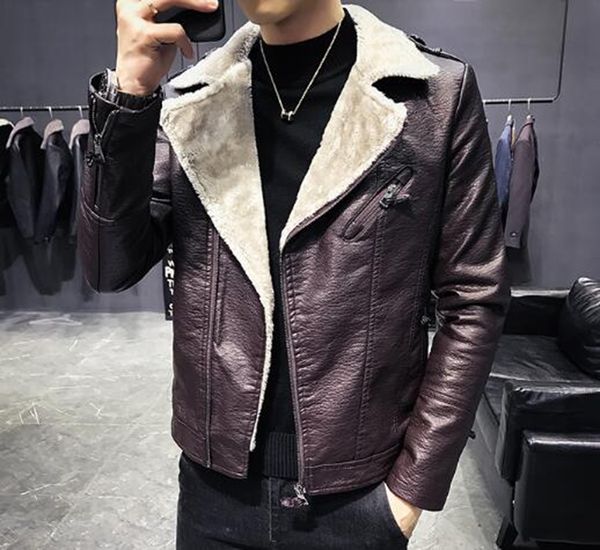 

men's autumn and winter fashion leisure new boutique xieshen personality handsome trend business with a washing fur coat / l-4xl, Black