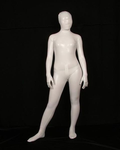 

white full body lycra spandex latex/rubber cos zentai suit bodysuit costumes fancy dress, Black