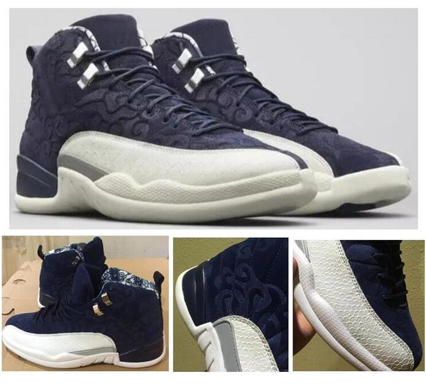 

new 12 12s reverse taxi black suede basketball shoes men 12 white grey international flight tokyo japan suede sports sneakers with box