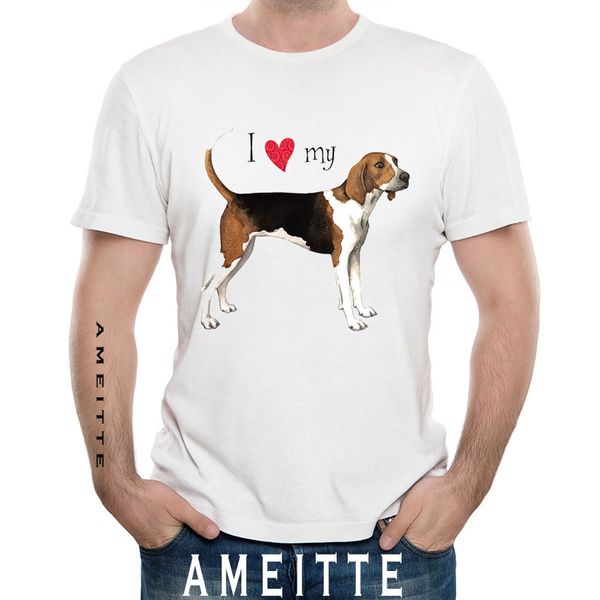 

i love my friend treeing walker dog print t-shirt summer funny men t-shirt white casual hipster man punk boy tees, White;black