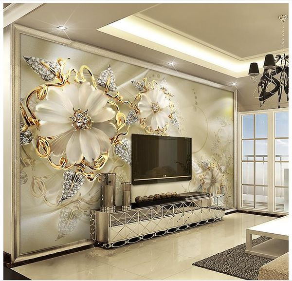 

3d wallpaper custom 3d murals wallpaper wall paper 3 d european court tv setting wall wind gold jewelry flowers home decor