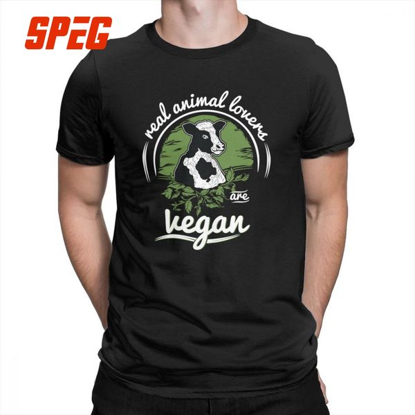 

real cow lovers are vegan purified cotton round collar tees male plus size t shirts casual t-shirts short-sleeved vintage, White;black