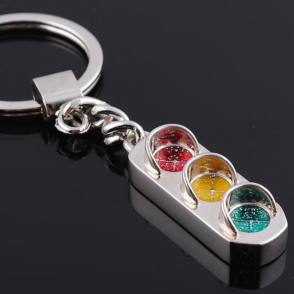 

1 pcs design traffic lights shape alloy keychains keyrings key chains rings, Silver