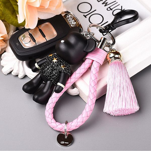 

bomgom tassels cartoon popobe gy bear keychain cute bag charm holder cartoon resin key chain fo-k004-pink, Silver