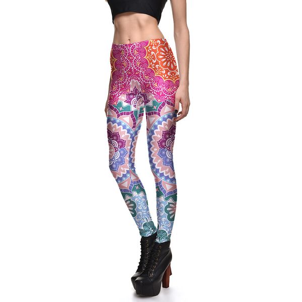 

l-3744 women's leggings , color kaleidoscope printing leggings for women , skinny and shape your hips and legs, Black