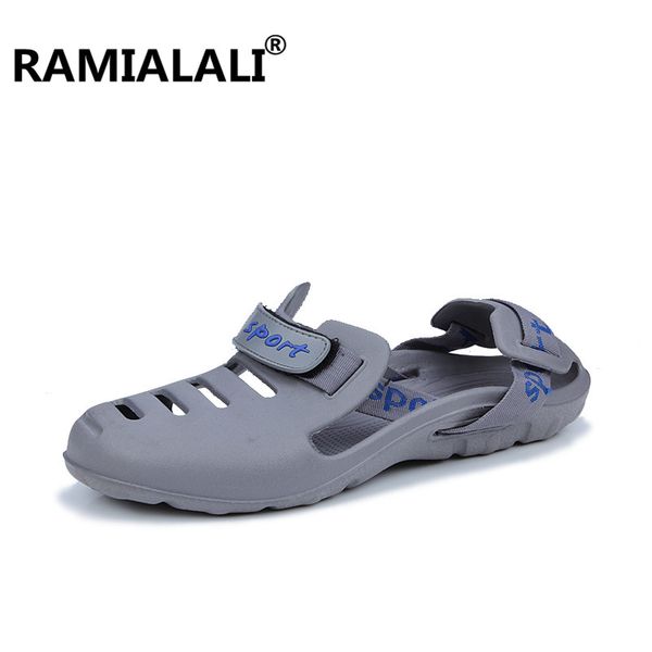 

big size men sandals summer beach slippers casual flat men beach sandals shoes breathable water hollow slippers casual shoes, Black