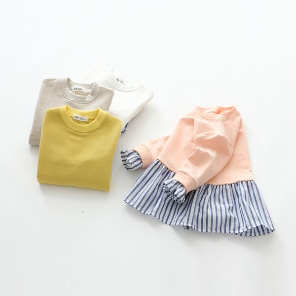 

2018 new spring children girls striped clothes girls shirts baby clothes long sleeve blouse tees, Red;yellow