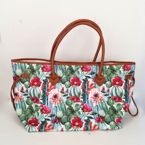 

wholesale blanks flower cactus tote bag aztec print canvas string tote large shopping bag dom1061044
