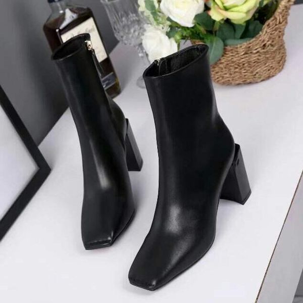 

fashion leather star woman boots luxury shoes new genuine leather round square head women boots gladiator thick high platform boots, Black