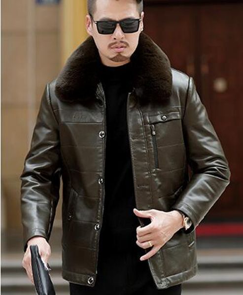 

мужская осень зима досуг мода новый бутик тонкий личность тенденция бизнеса с меховым воротником меха интегрированное пальто -5xl, Black