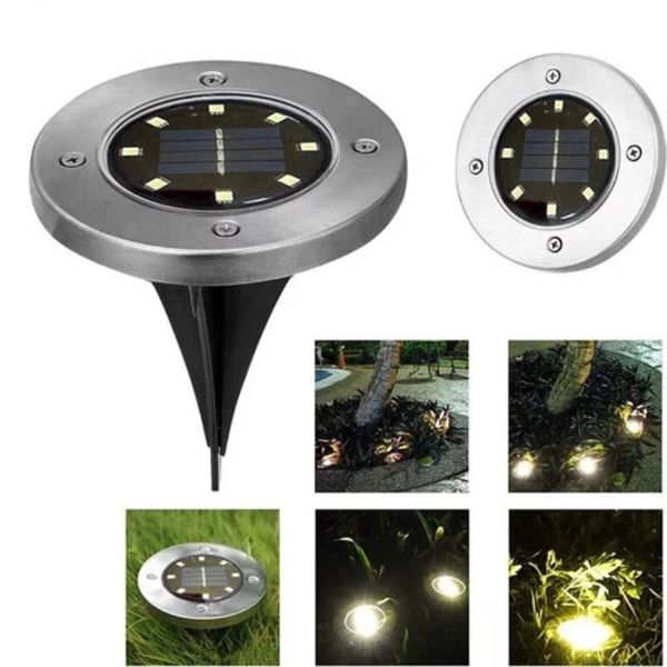 

waterproof led solar outdoor ground lamp landscape lawn yard stairs underground buried night light home garden decoration 8 led units dhl