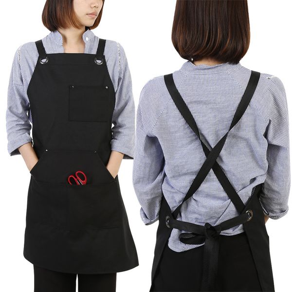 

canvas kitchen apron cooking carpenters machinists working uniform with crossed chef waiter cafe sleeveless apron