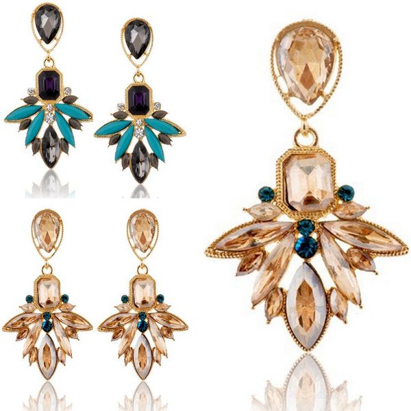 

New Style Crystal Earrings Full Of Zircon Small Incense Stud Earring Trend Flower Rhinestone Luxury Gems Black Champagne Women D868Q