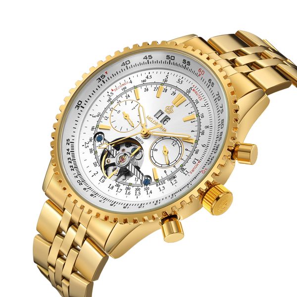

wengle new mgorkina tourbillon automatic men dial golden hollow calendar decoration luxury gift dress mechanical watches, Slivery;brown