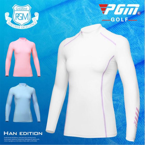 

2018 new women's golf summer underwear shirt ice tights long sleeve t shirt uv protection pgm women's golf clothing, Black;blue
