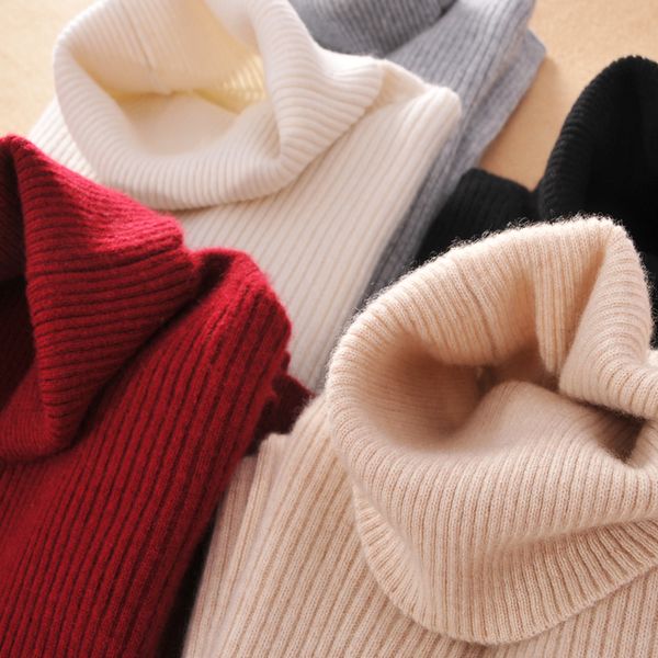 

2018 high-end turtleneck cashmere sweater female slim pullover thickening short design basic shirt elastic, White;black