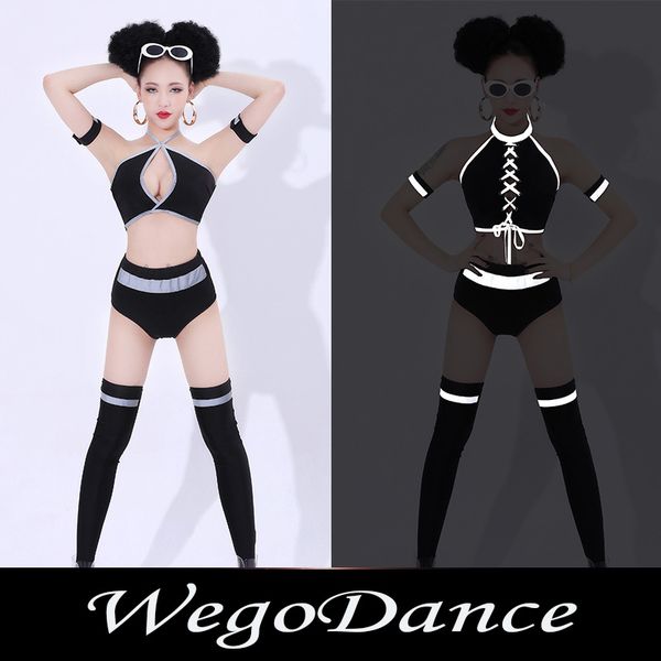 

new bar lead women's nightclub light ds new suit luminous nightclub gogo costume for woman hipping, Black;red