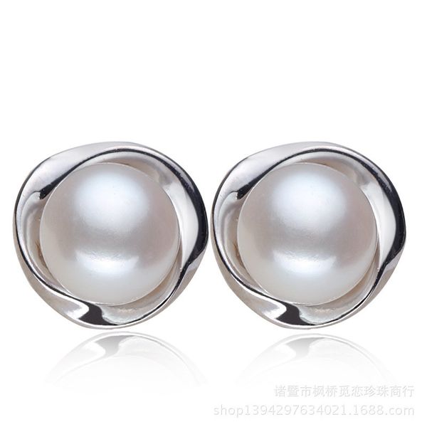 

genuine natural pearl stud earrings for women freshwater pearl earring ear piercing 925 silver ear studs earrings 6-7mm christmas gifts, Golden;silver