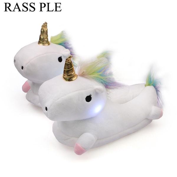 Women S Plush Unicorn Light Slippers 2018 Fluffy Floor Adult Slippers For House Bedroom Footwarmer Ankle Boots Slippers From Jerry06 13 57