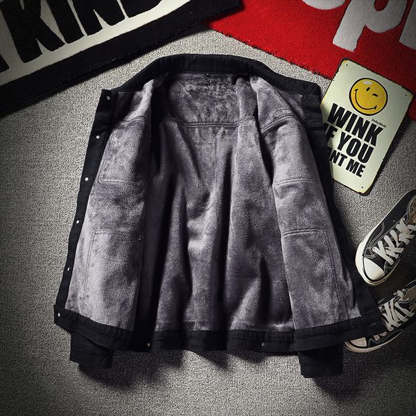 

winter warm denim jackets men black warm jean caots new fashion men thicker winter jackets large size jean size 5xl, Black;brown