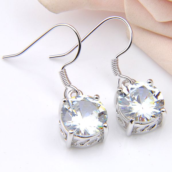 

luckyshine round white z gems silver for women dangle earrings zircon holiday weddings hook earrings 10 pair