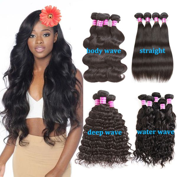 Brazilian Virgin Hair Body Wave Water Wave Straight Deep Wave Kinky Curly Human Hair Weave Bundles Wholesale Hair Extensions A Best Weave Hair Best
