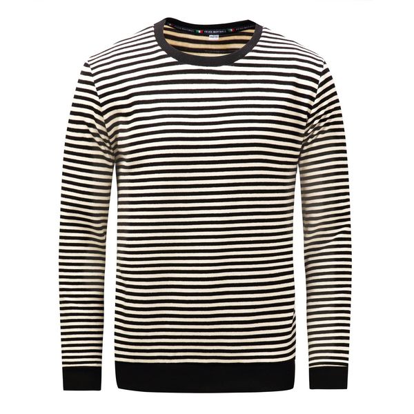 

new mens striped casual long sleeve tshirts summer male crew neck pullover simple design eu size, White;black