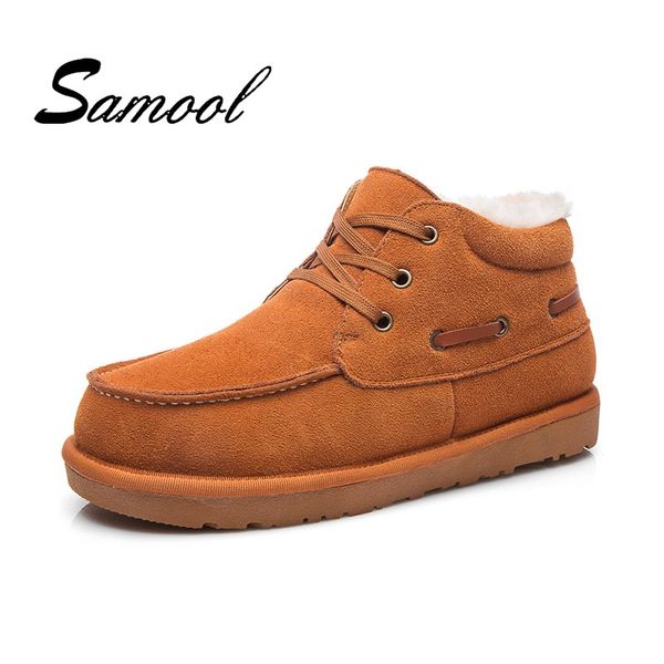 

new wool men winter shoes warmest cow suede handmade men snow boots winter plush keep warm lace up ankle boots sizes 38-48 sex3, Black