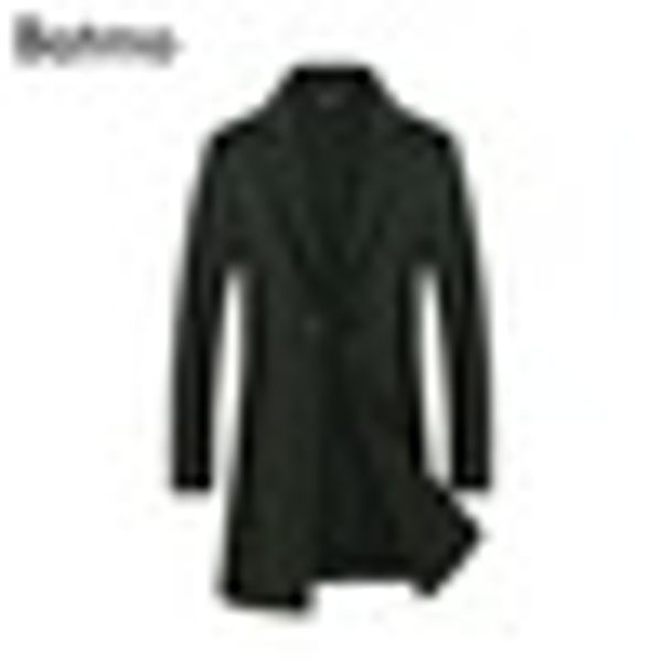 

batmo 2018 new arrival winter double side wool casual army green trench coat men,men's long winter coat 85839, Black