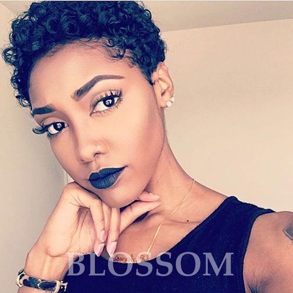Celebrity Small Curly Short Lace Wig Human Hair Wigs Short Curly
