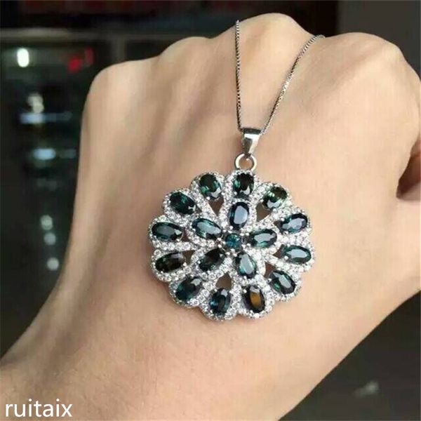 

kjjeaxcmy boutique jewels s925 silver inlay natural sapphire inlay diamond round pendant + necklace pendant gifts