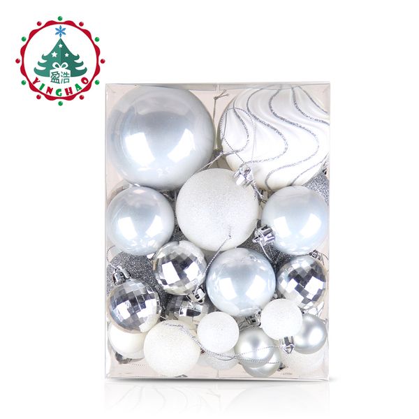 Acheter En Gros Argent Blanc Boules Décorations De Noël Pour La Maison Arbre De Noël Décor Artisanat Balle Ornements Pendentif De Noël Cadeaux 2019 De