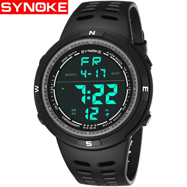 

synoke brand men's watches led digital watch men wrist watch black alarm 50m waterproof sport watches for men relogio masculino, Slivery;brown