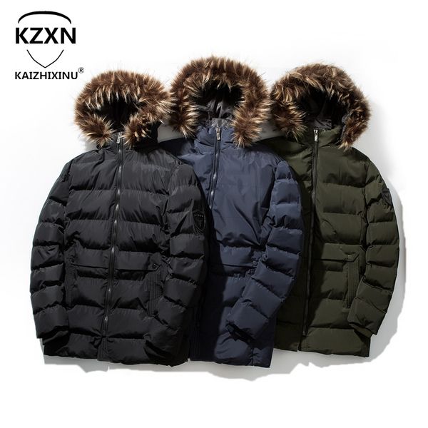 

kaizhixinu new brand warm winter jackets men thicken long cotton padded fleece down parka coat men clothing, Black