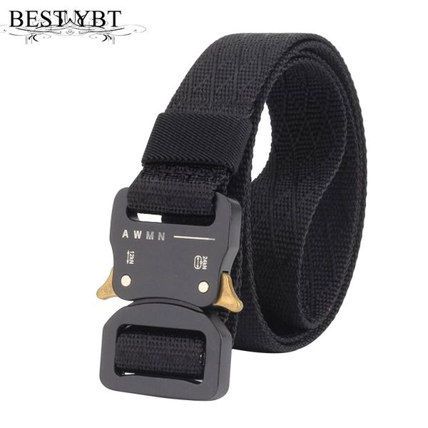 

ybt canvas belt quick release alloy insert buckle men nylon belt outdoor casual sport men cowboy, Black;brown
