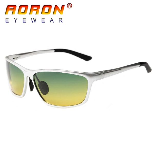 

2018 aoron brand design men polarized sunglasses driving day & night vision goggles uv 400 glasses eyewear 2179, White;black