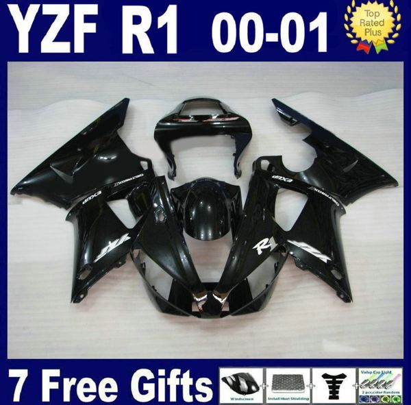 Freier Verkleidungssatz für Yamaha YZF R1 2000 2001 schwarz Verkleidungen Set YZFR1 00 01 CV37