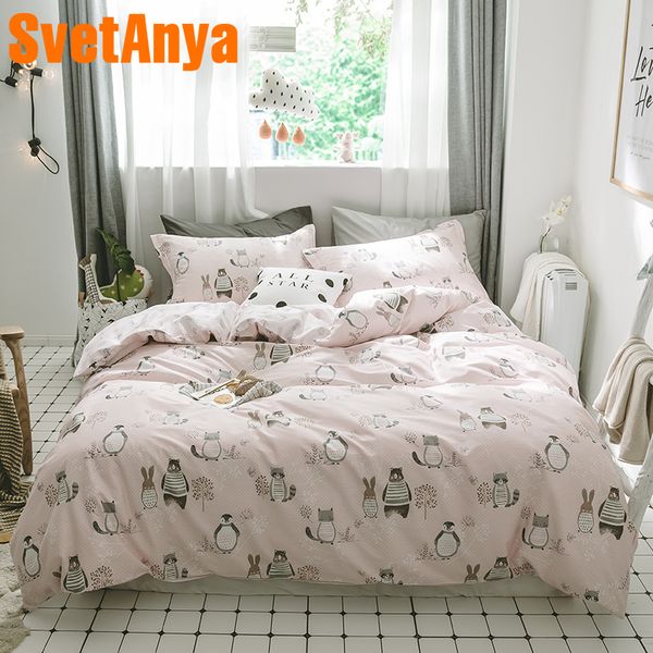 Svetanya Cartoon Animal Bedclothes 100 Cotton Sheet Pillowcase