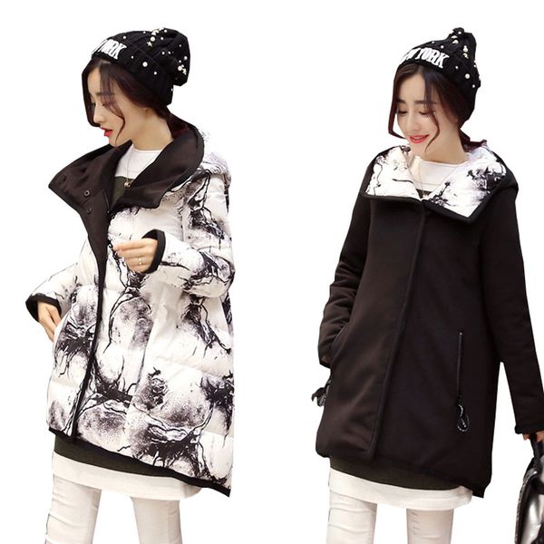 

2017 ukraine plus size wear on both sides coat winter jacket women parka thicker womens down cotton jackets manteau femme hiver, Black