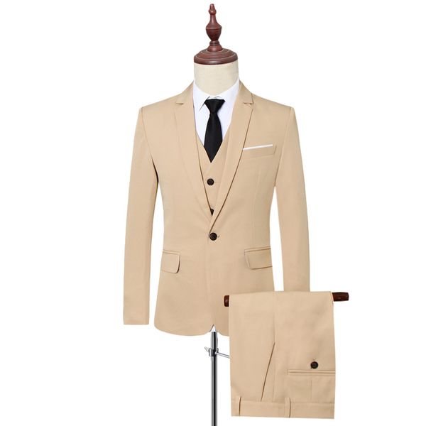 

large size 6xl men suit jacket with vest and pants fashion business wedding banquet mens pure color dress suits slim and elegant, White;black