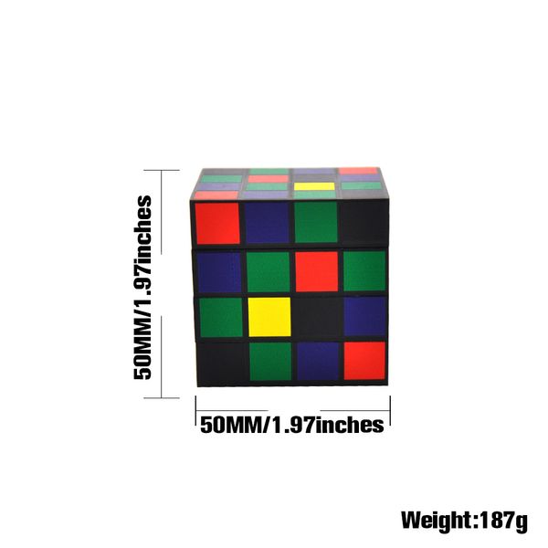Rubik's Cube Shape Aviation Aluminum Tobacco Grinder 50MM Sharp Blade Teeth