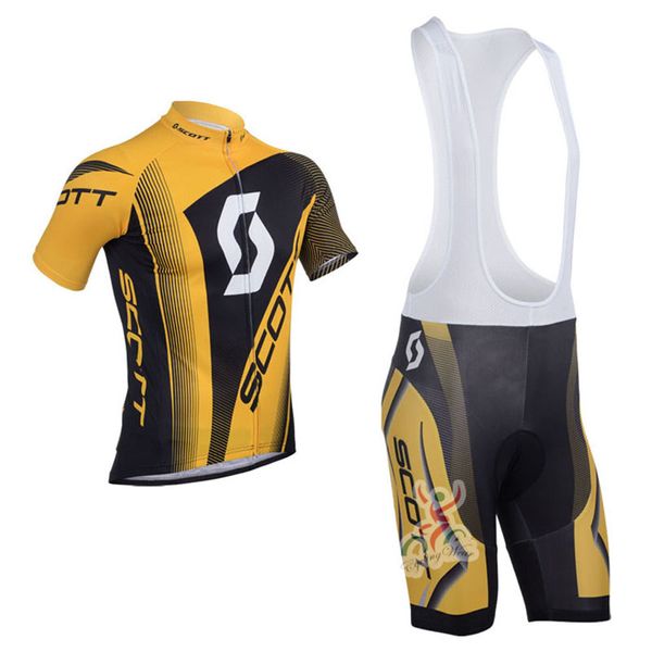 SCOTT Team Cycling Kurzarm-Trikot-Trägerhosen-Sets Heißer Verkauf Sommer MTB 3D Gel Pad Fahrradbekleidung Sportbekleidung U40244