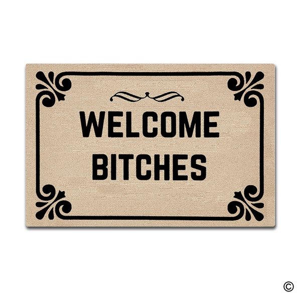 

entrance doormat welcome bitches indoor outdoor door mat non-slip doormat 23.6 by 15.7 inch machine washable non-woven fabric