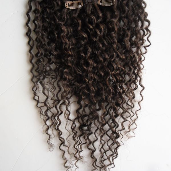 Kinky Curly Clipe Na Extensão Do Cabelo 100% Grampo de Cabelo Humano Brasileiro Na Extensão Remy Cabelo Clipe Ins 9 Peças / set 100g