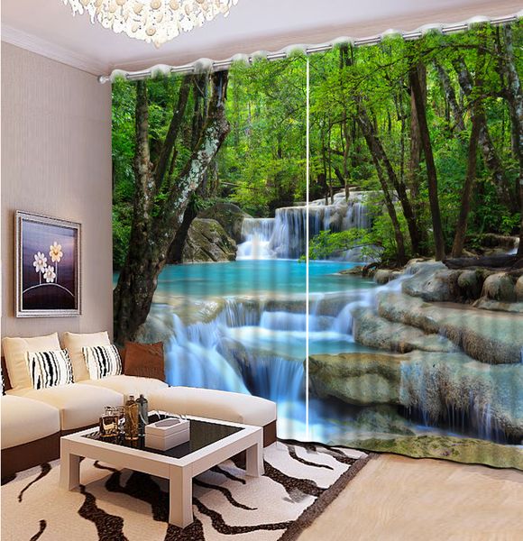 Grosshandel Benutzerdefinierte Wasserfall Landschaft Foto Vorhange
