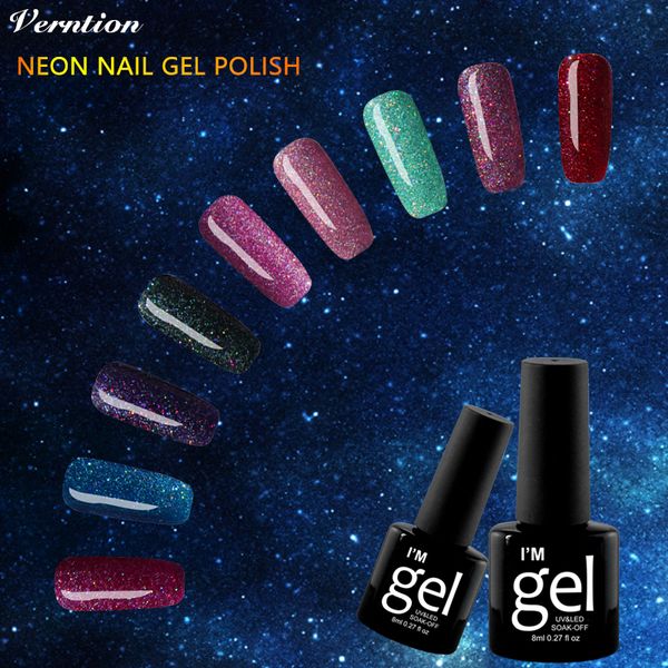 

verntion 8ml neon gel nail polish long-lasting lucky uv colorful nail gel polish long lasting soak off french quality uv, Red;pink