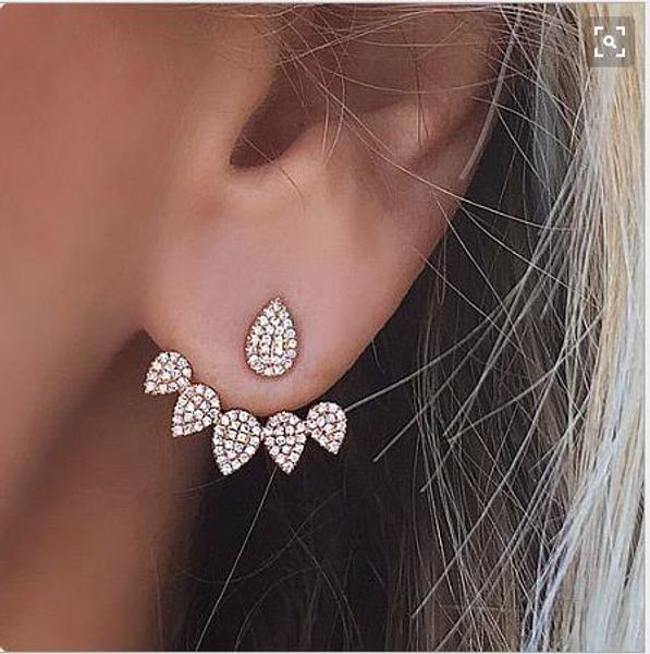 

women's ear nail ornaments with multiple water drops full of ear nails and new earring studs, Golden;silver